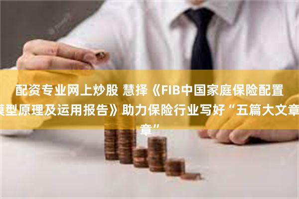 配资专业网上炒股 慧择《FIB中国家庭保险配置模型原理及运用报告》助力保险行业写好“五篇大文章”