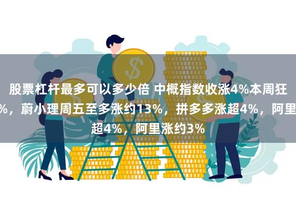 股票杠杆最多可以多少倍 中概指数收涨4%本周狂飙约24%，蔚小理周五至多涨约13%，拼多多涨超4%，阿里涨约3%